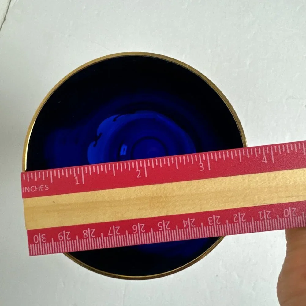 Vintage MCM Enamel Cobalt Blue Luxury Bohemian Czech Crystal Vase 24K Gold